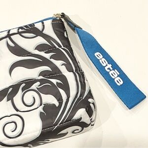 Quilted Black & White Floral Cosmetic Bag